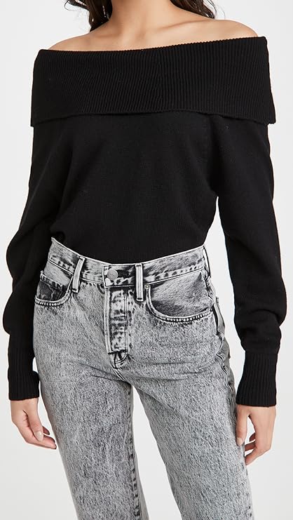 Paige Women's Izabella Sweater Shoulder-Baring Black Size Large New
