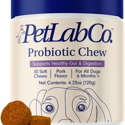 PetLab Co Probiotic Chew Pork Flavor Dogs 12+ Weeks 30 Soft Chews Exp. 08/2026