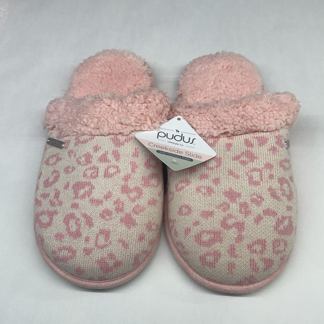 Pudus Creekside Slide Slippers Pink Leopard Women’s Size XL (11-12) New