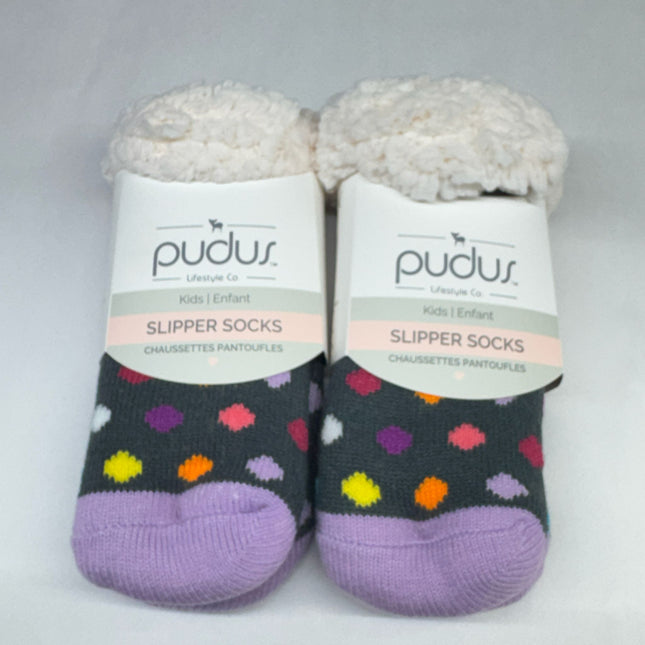 Pudus Kids Slipper Socks 2-Pack Polka Dot Age 4–7 New