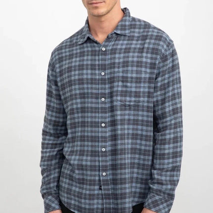 Rails Lennox Brushed Plaid Long Sleeve Flannel Shirt Ocean Melange Men's Size L New
