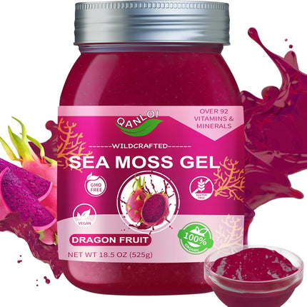 Raw Organic Sea Moss Gel with Dragon Fruit 8.5 oz New Exp 11/19/2025
