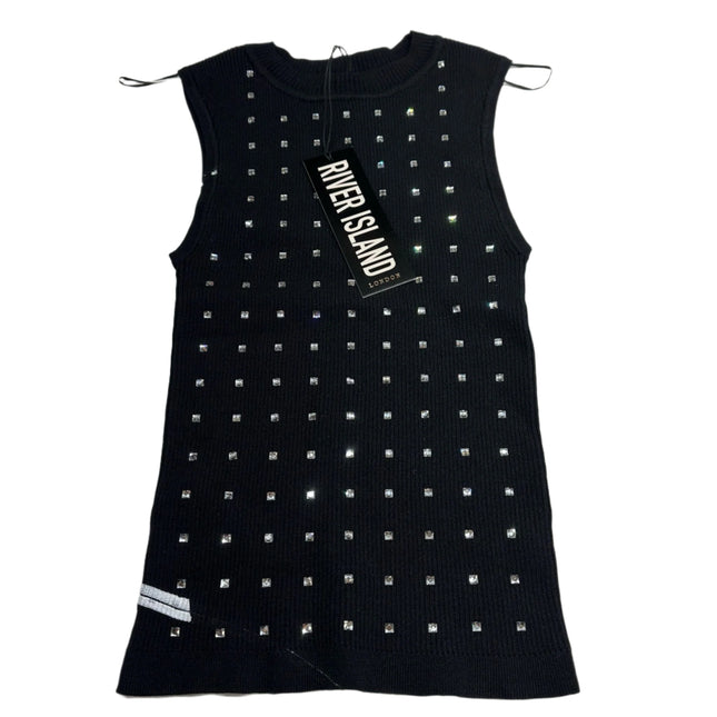 River Island Women's Black Embellished Knit Tank Top Size US 4 – New