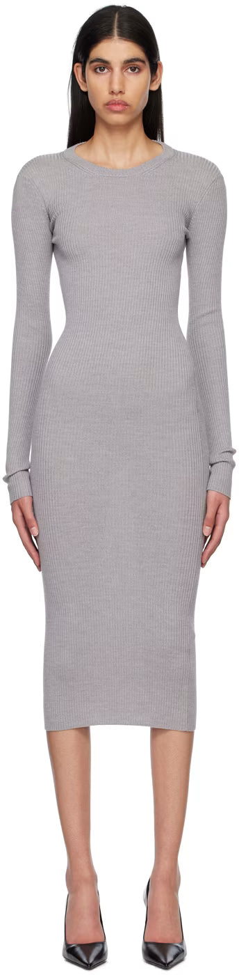 SKIMS Sheer Modal Long Sleeve Maxi Dress Gray Size XS New