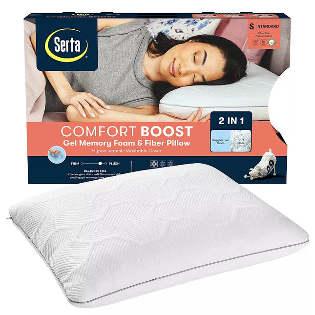 Serta® Comfort Boost Gel Memory Foam & Fiber Pillow