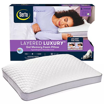 Serta Layered Luxury Standard Gel Memory Foam Pillow (Open Box)