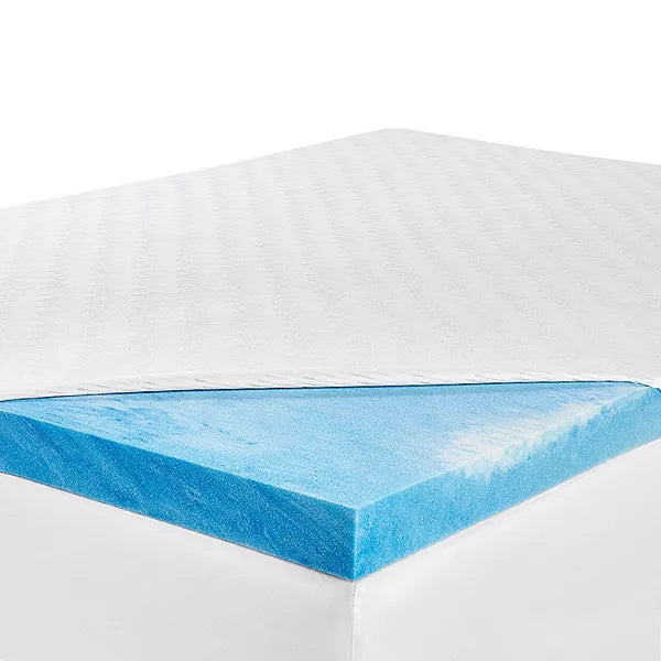 Serta Soothing Cool 3-Inch Gel Memory Foam Mattress Topper - Twin XL, White, Open Box