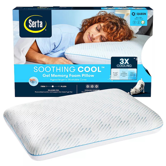 Serta® Soothing Cool™ Gel Memory Foam Pillow - Queen Size - New