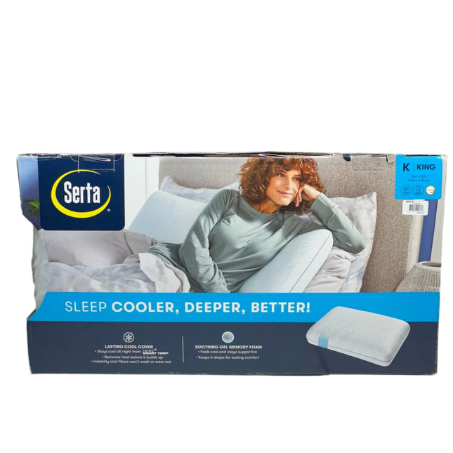 Serta Soothing Cool Gel Memory Foam Pillow King New
