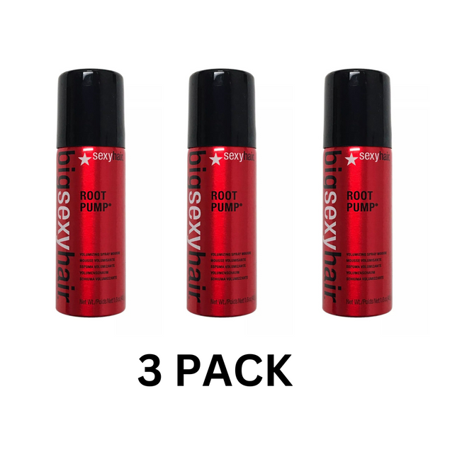 SexyHair Big Root Pump Volumizing Spray Mousse – 1.6 oz (Pack of 3) – Humidity-Resistant Volume – New