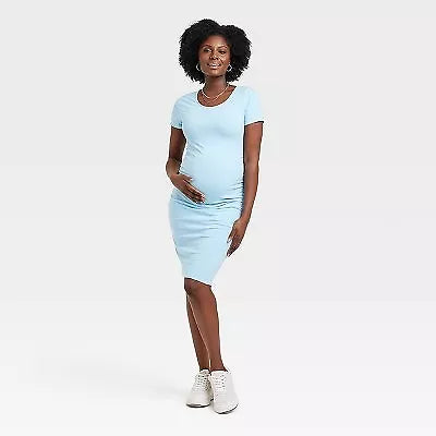 Short Sleeve Essential T-Shirt Maternity Dress - Isabel Maternity by Ingrid & Isabel™, New, Blue, Size S


