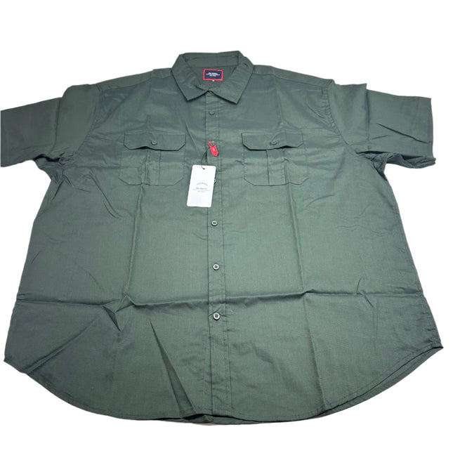 Six Lincoln Men's Short Sleeve Button-Down Shirt, Green, New-Size 3X,4X