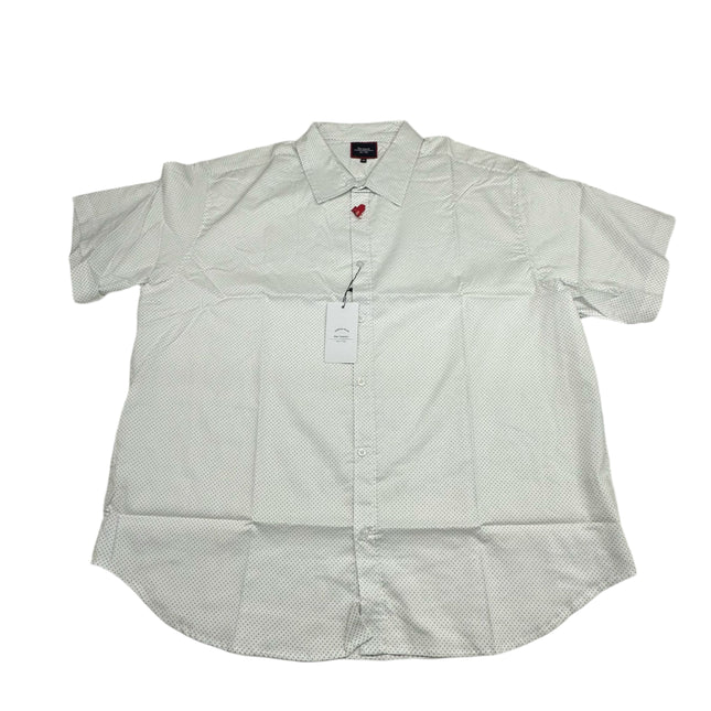 Six Lincoln New York Men's Short Sleeve Stretch Button-Up Shirt - White with Polka Dots - NEW ,Size 3X,4X