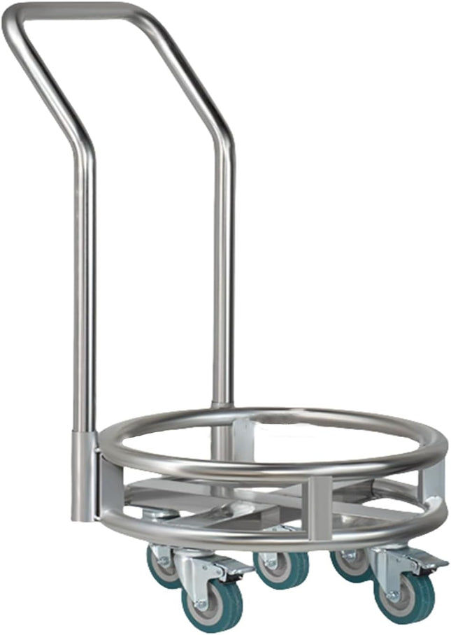 Stainless Steel Stock Pot Stand w/ Wheels 21x48cm Mobile Rack Silver Open Box