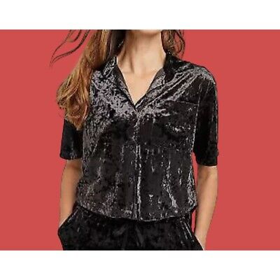 Stars Above Women's Velvet Short-Sleeve Shirt - New, Size S, Black