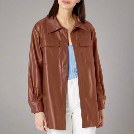  Steve Madden Faux Good Measure Shacket Cognac XS - New with Tags


