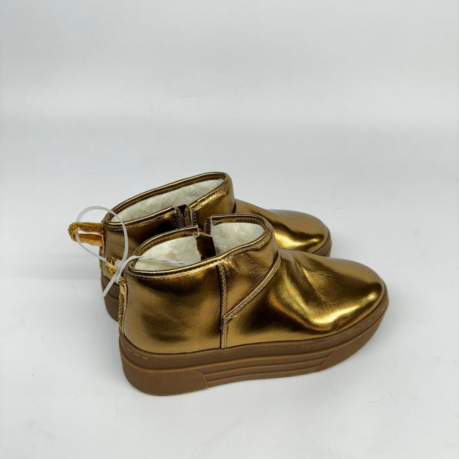 Steve Madden Girls' Faux Leather Gold Boot Shoes, New No Box, Size 2

