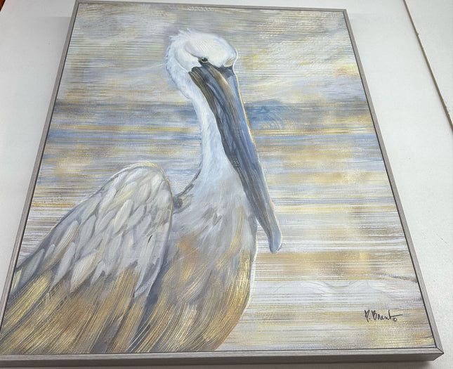 Stupell Home Decor 24"x30" Pelican Framed Canvas Wall Art Open Box