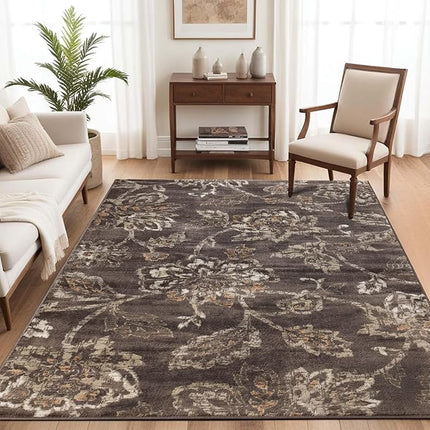 Superior Jacobean Collection Indoor Large Area Rug, 5' x 8', Chocolate, New

