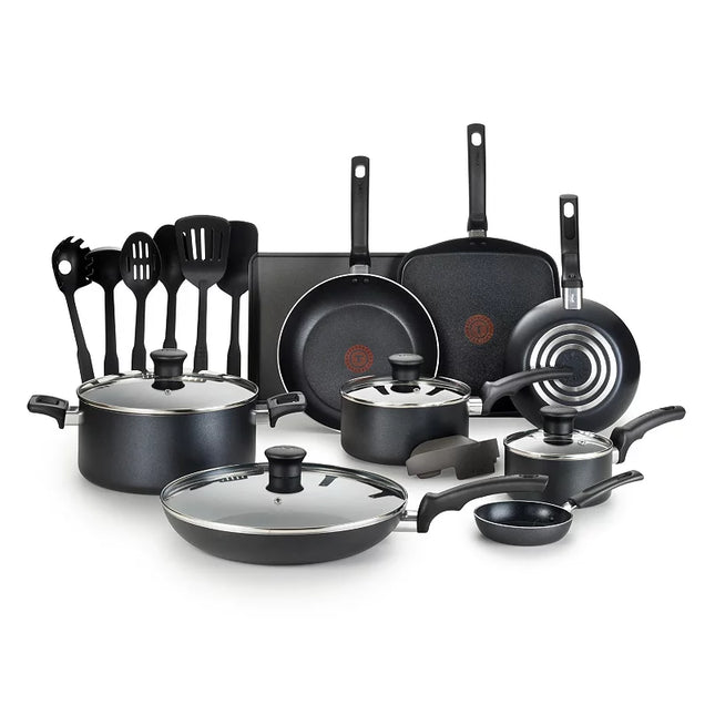 T-Fal Essentials 20-Piece Nonstick Cookware Set - New