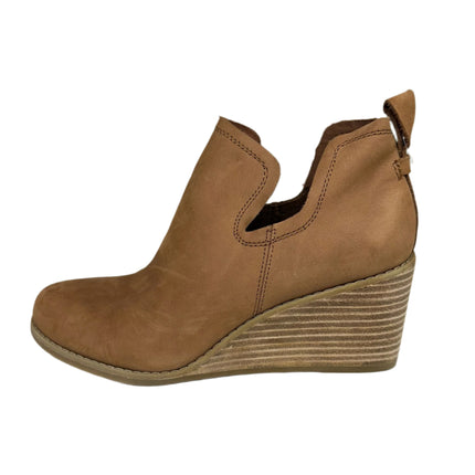 TOMS Suede Wedge Booties Chestnut Brown Size 7 Women's New Without Box
