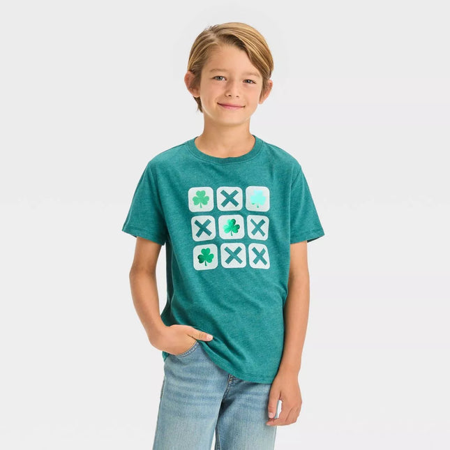 Cat & Jack™ Shamrock Tic-Tac-Toe Graphic T-Shirt, New With Tags, Size XS (4/5)