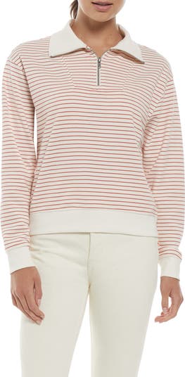 Three Dots Arta Quarter Zip Sweater Dusty Cedar - L New