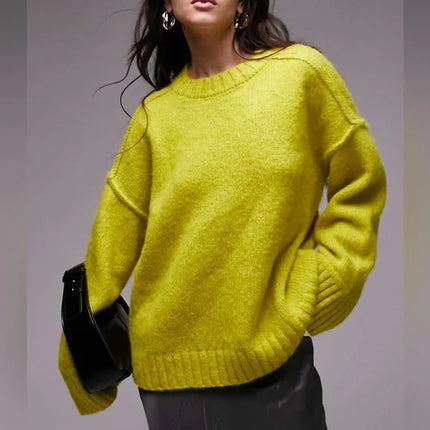 Topshop Knitted Relaxed Crew Neck Exposed Seam Sweater - Green (New),SIZE 8

