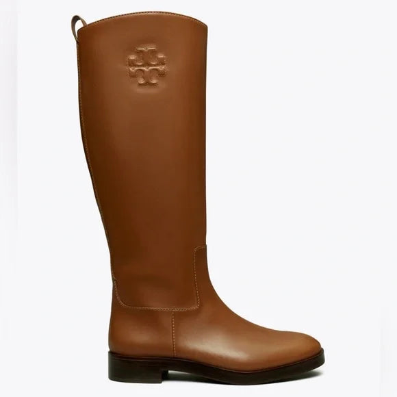 Tory Burch Women's The Riding Boots Brown Leather - New Without Box with Imperfection Size 7.5
