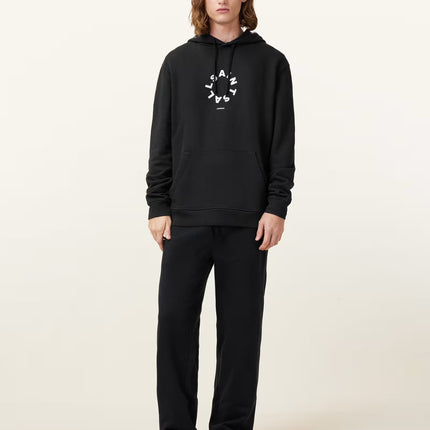 AllSaints Tierra Pullover Circle Logo Hoodie Black Size L New.
