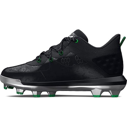 Under Armour Boys' Harper 8 TPU JR Baseball Shoes - Black/Black/Metallic Silver, Size 6, New