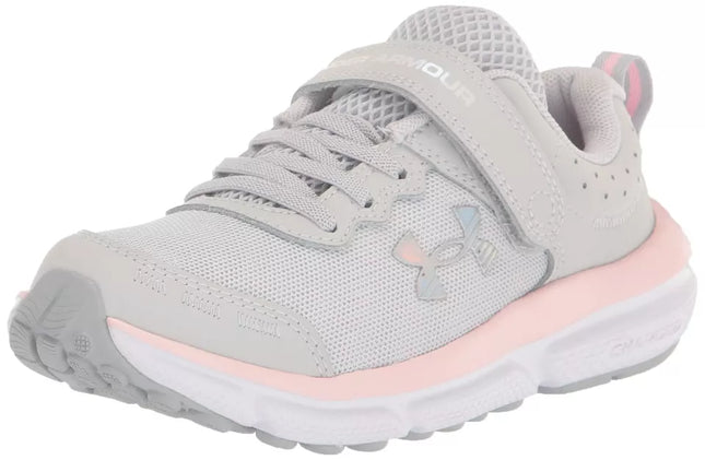 Under Armour Girls' Pre School Assert 10 Alternate Closure (100) Halo Gray/Pink SIZE 13.5K New
