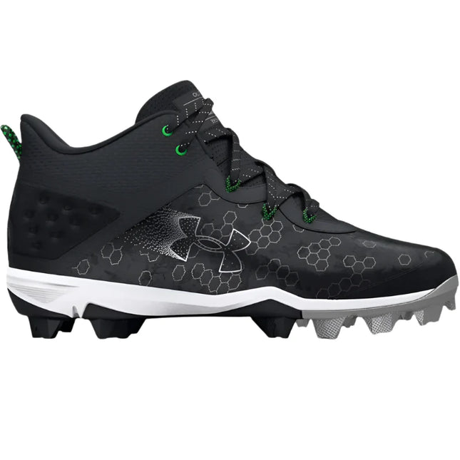 Under Armour Harper 8 RM Boys Mid Baseball Cleats Black Size 6 New