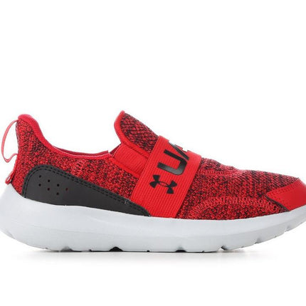 Under Armour Surge 3 Slip-On Running Shoes Black/White Size 1Y Boys New
