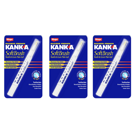 KANK-A Soft Brush Tooth, Canker Sores, & Gum Pain Gel 0.07oz (3-Pack) Exp. 04/2025