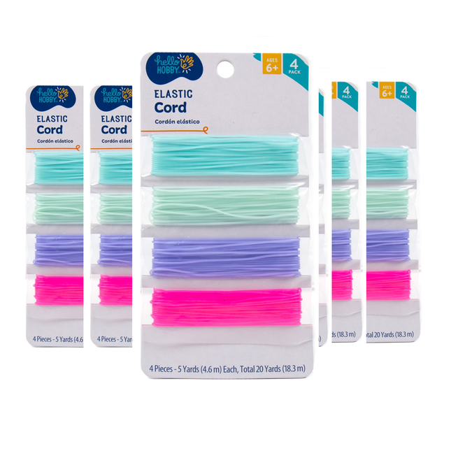 Hello Hobby Multicolor Elastic Cord,8 Pack of 4-Pack, Boys & Girls, Ages 6+ - 32 Total