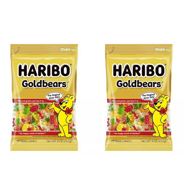 Haribo Gummi Candy Original Goldbears - Pack of 2 (8 oz Each) - New, Exp. 04/2025