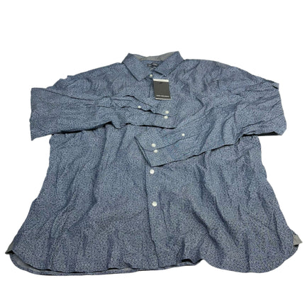 Van Heusen Essential Indigo Floral Slim Fit Button-Up Shirt Navy Black Iris Size XXL New
