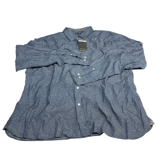 Van Heusen Essential Indigo Floral Slim Fit Button-Up Shirt Navy Black Iris Size XXL New
