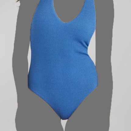 Veronica Beard Salis Ribbed One Piece Swimsuit Blue Size S New