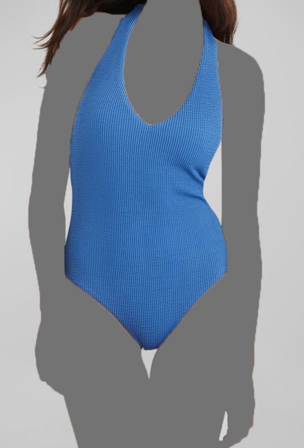 Veronica Beard Salis Ribbed One Piece Swimsuit Blue Size S New