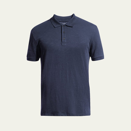 Vince Men's Short Sleeve Polo Shirt - 100% Cotton, Made in Peru, Navy, Size M (New Without Tags)

