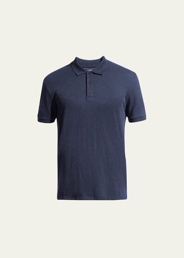 Vince Men's Short Sleeve Polo Shirt - 100% Cotton, Made in Peru, Navy, Size M (New Without Tags)

