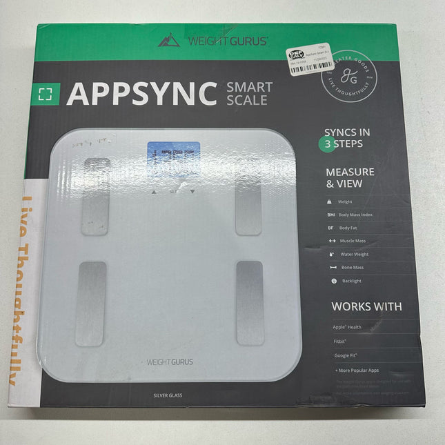 Weight Gurus AppSync Smart Scale Silver Glass Open Box
