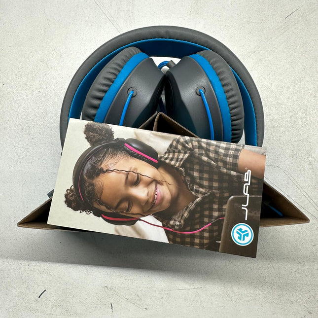 JLab JBuddies Studio On-Ear Kids Wired Headphones with Mic - Graphite/Blue - Open Box