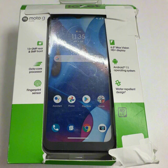 Motorola Moto G Pure - 32GB - Cricket Wireless Prepaid Smartphone - Deep Indigo - New