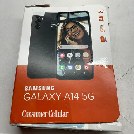 Consumer Cellular Samsung Galaxy A14 5G Smartphone - 64GB - Black - Open Box