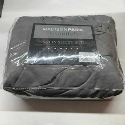 Madison Park Essentials Satin Sheet Set - King, Chocolate, 6-Piece (Open Box)