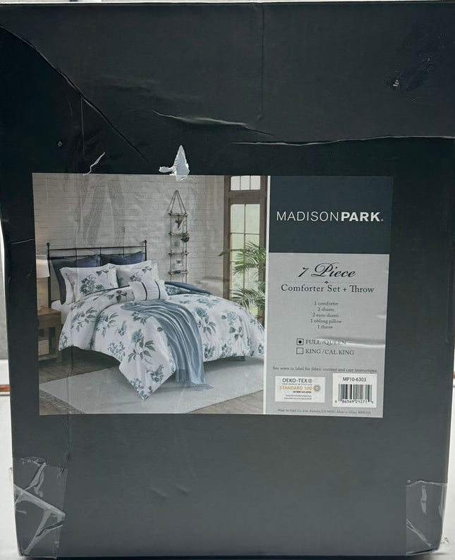 Benita 7pc Printed Seersucker Comforter Set - Blue (New)