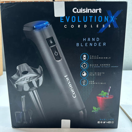 Cuisinart RHB-100 Cordless Rechargeable Electric Hand Blender and Mixer, Dark Gray - New